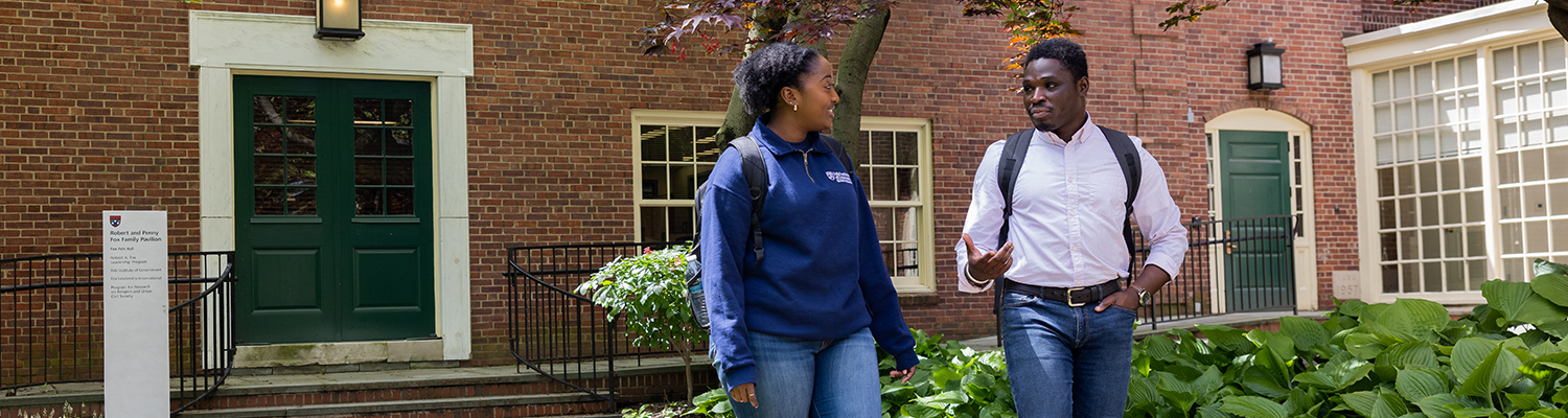 MPA students chatting on campus